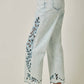 Cayla Embroidered Straight Leg Mom Jeans