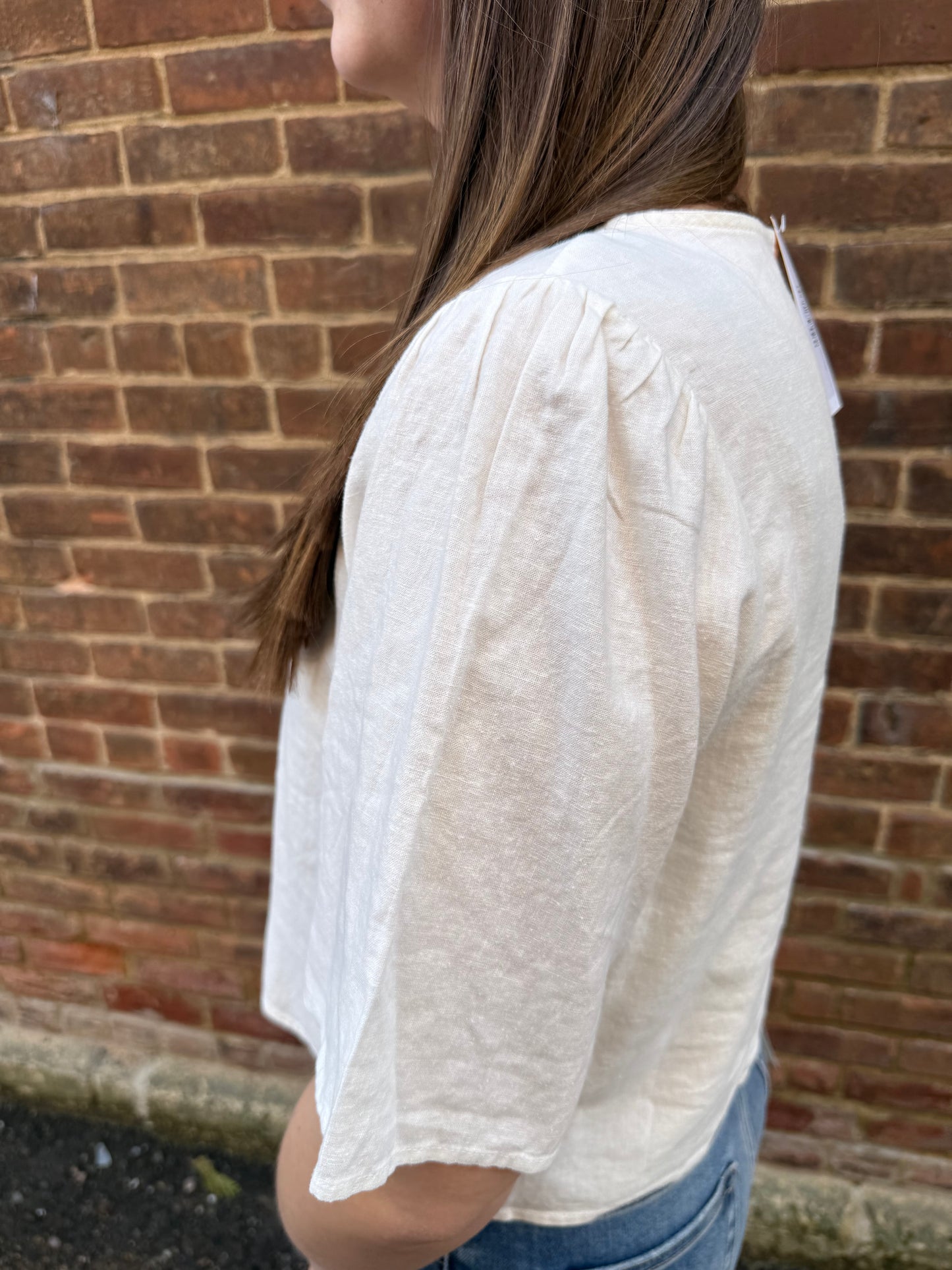La Belle Linen Top in White