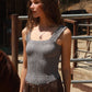 Lace Textured Square Top in Pale Banana
