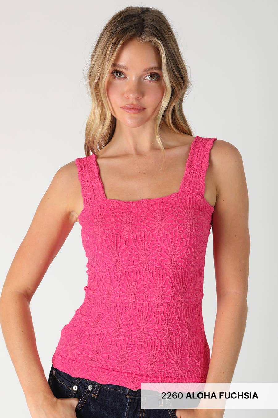 Lace Textured Square Top in Pale Banana