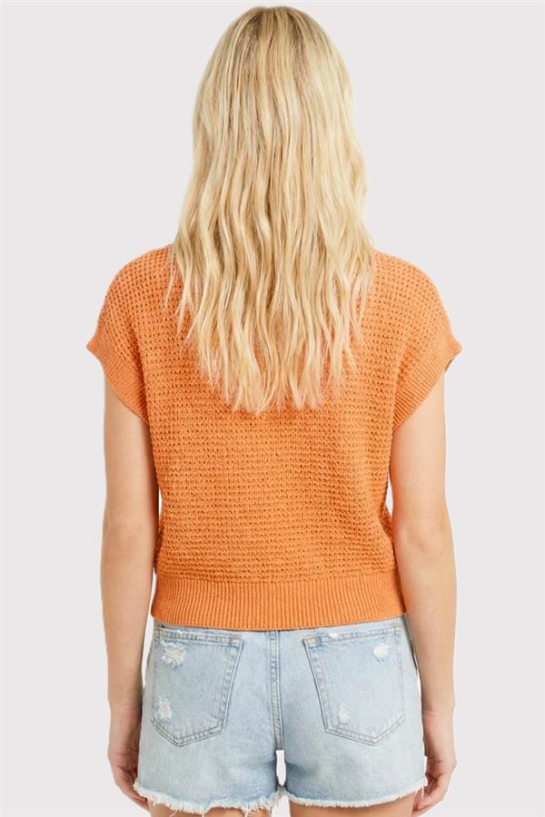 Britteny Orange Open Knit Sweater Vest