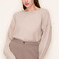 Amelia Wide Crewneck Pull Over in Sand