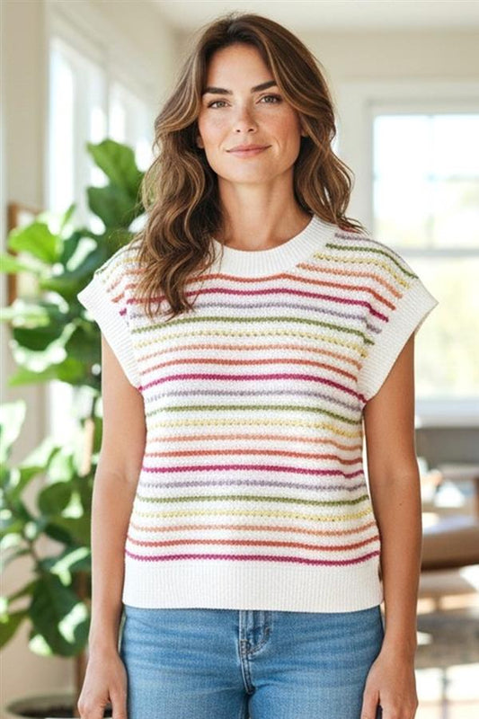 Lynnie Colored Open Knit Sweater Vest