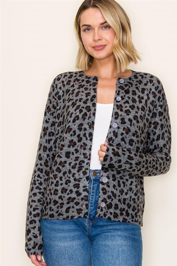 Sofia Leopard Print Button Up Cardigan