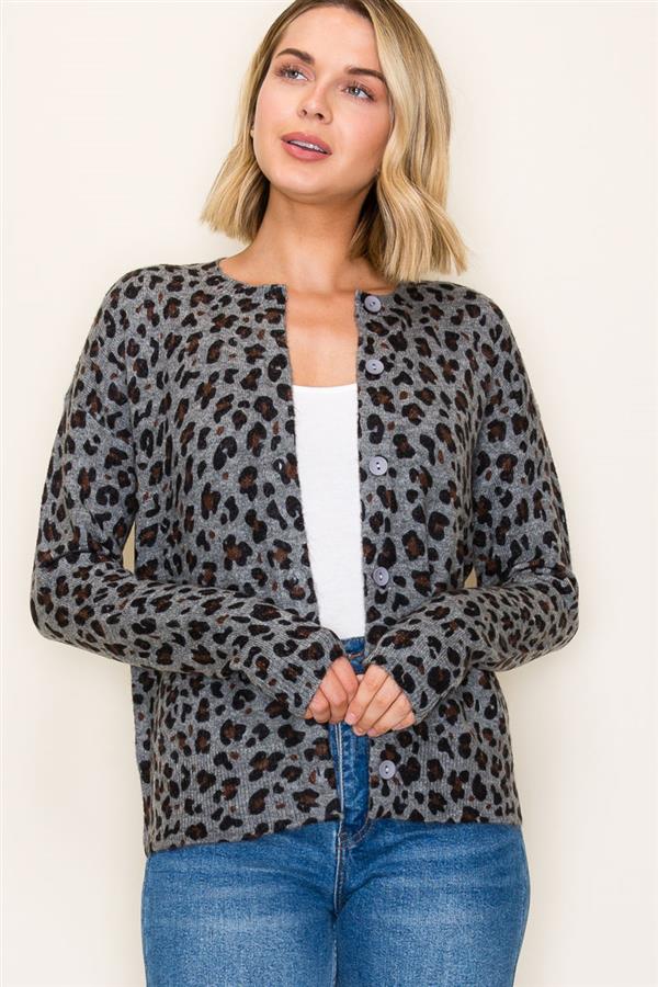 Sofia Leopard Print Button Up Cardigan