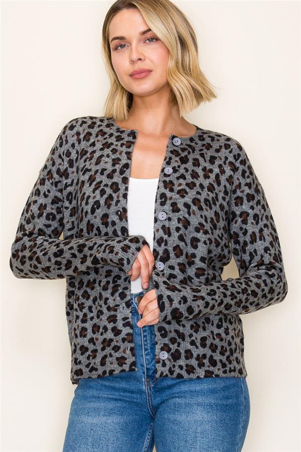 Sofia Leopard Print Button Up Cardigan