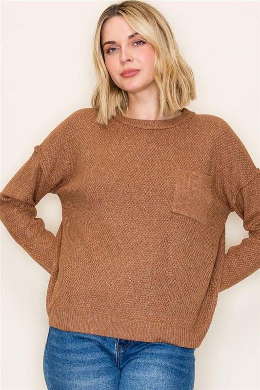 Eden Crew Neck Pullover in Camel
