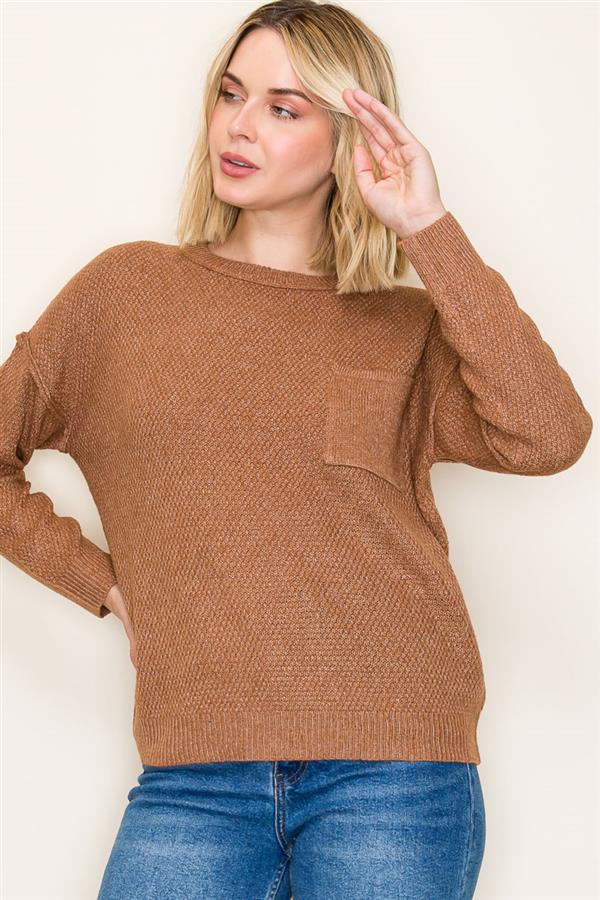 Eden Crew Neck Pullover in Camel