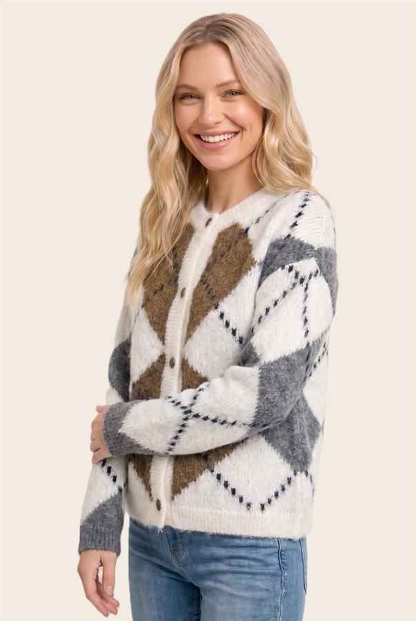 Renee Checkered Button Up Cardigan