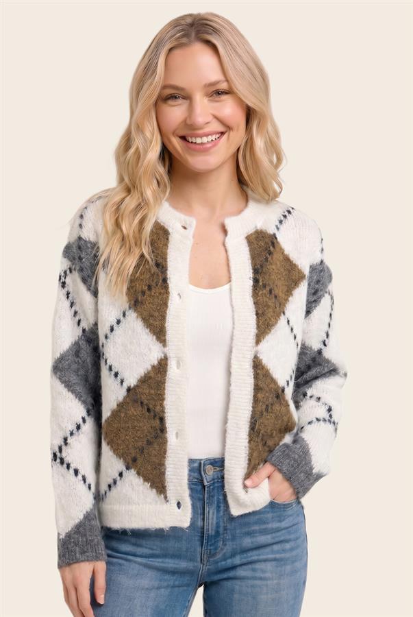 Renee Checkered Button Up Cardigan