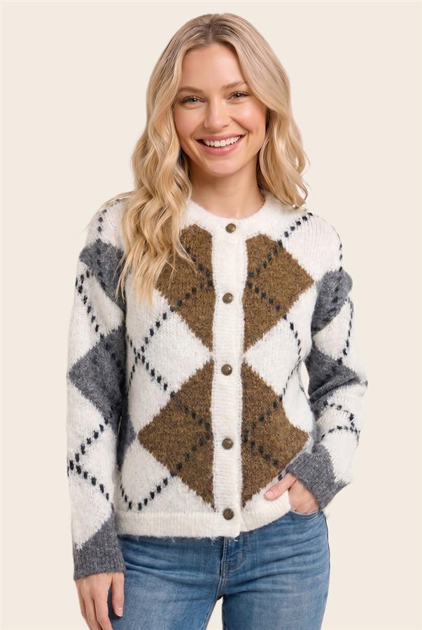 Renee Checkered Button Up Cardigan