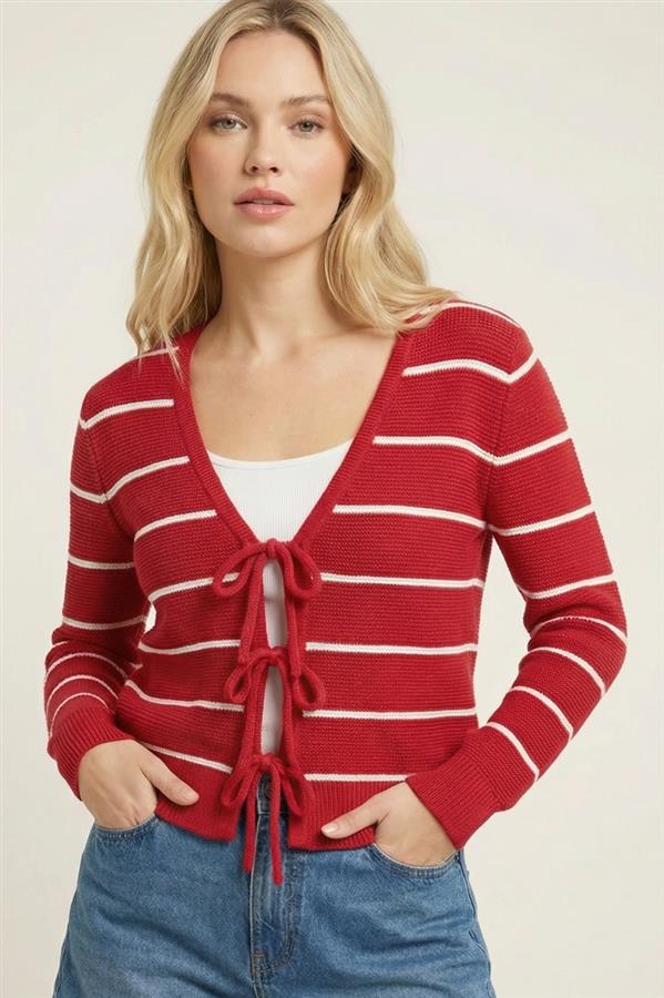 Rachel Bow Tie Sweater in Red