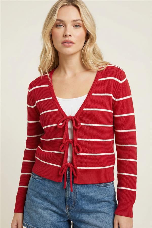 Rachel Bow Tie Sweater in Red