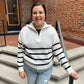 Zoey Striped Half Zip Knit Sweater in White
