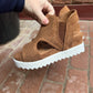 Amy Sandal Wedge in Tan