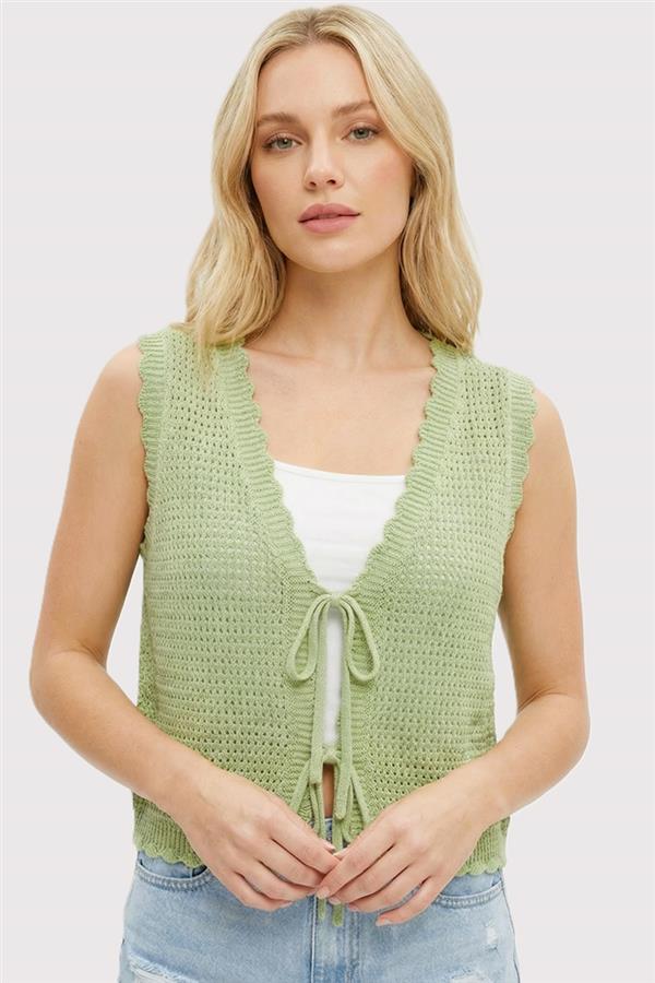 Gema Green Knitted Tie Tank