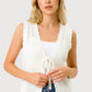 Gema White Knitted Tie Tank