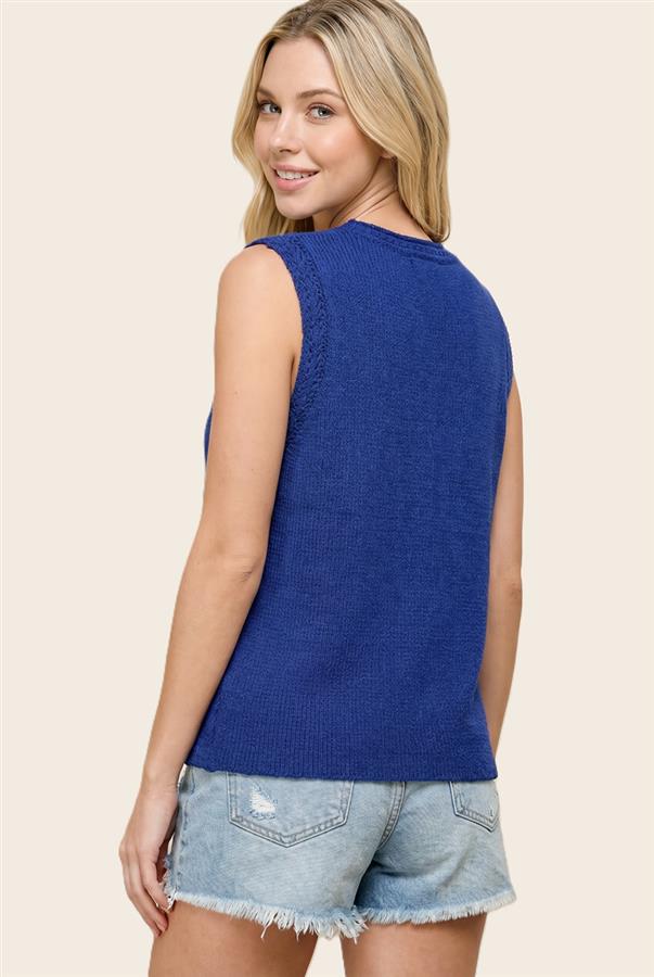 Shelby Royal Blue Button Accent Sweater