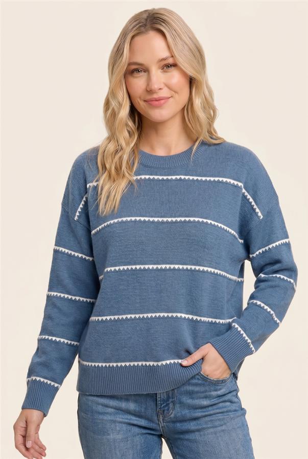 Hannah Striped Sweater in Light Blue