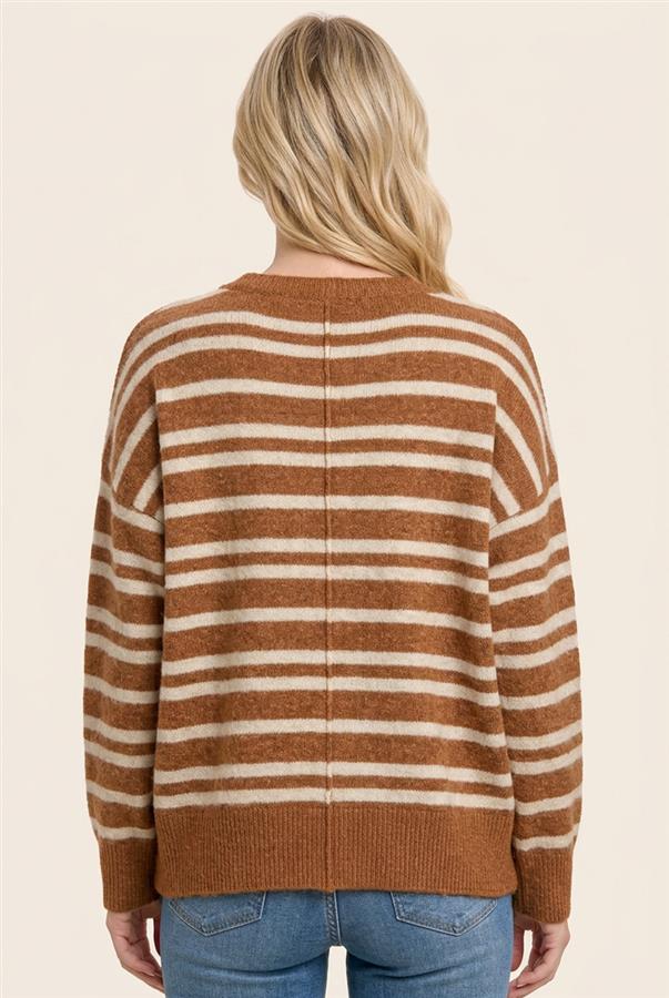 Alanna Striped Sweater in Camel