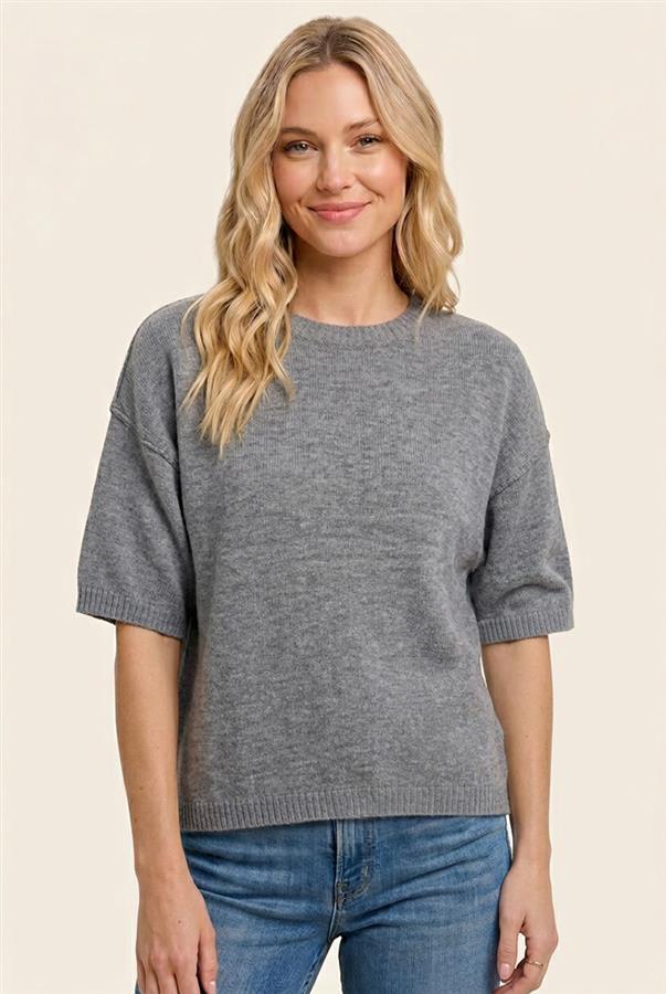 Lucy Raw Edge Grey Sweater