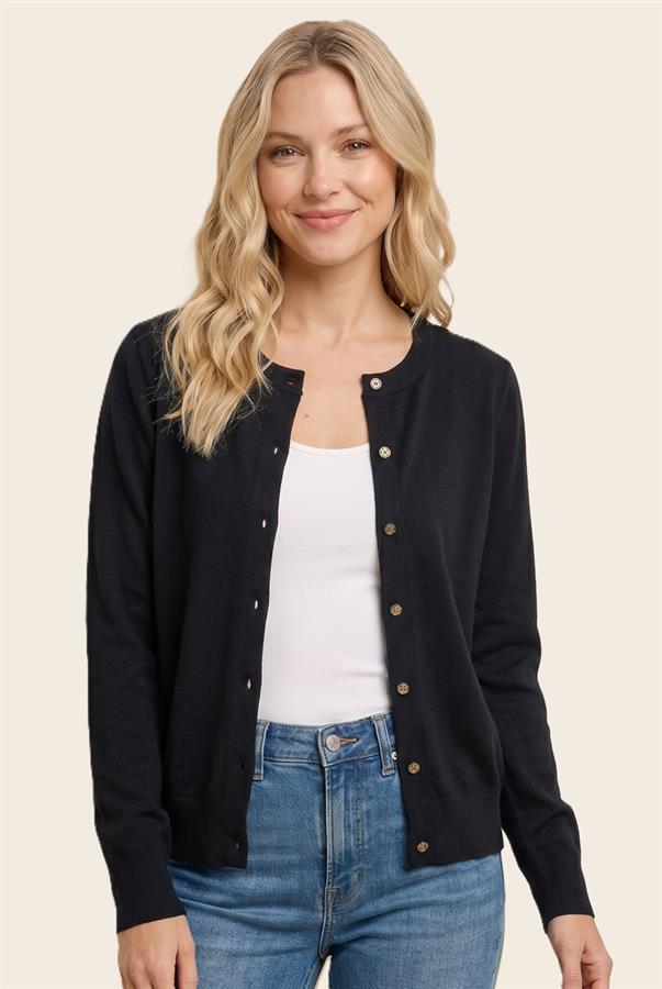 April Button Up Cardigan in Black
