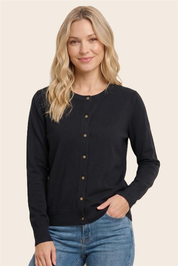April Button Up Cardigan in Black