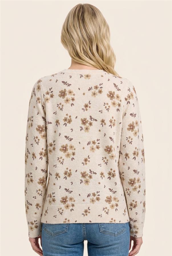 Kelly Floral Sweater in Taupe