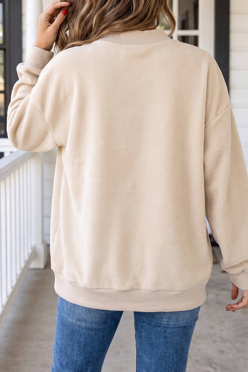 Brynna Mock Neck Oversized Sweatshirt in Oat