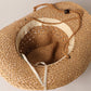 Natural Material Straw Panama Adjustable Sun Hat in Brown