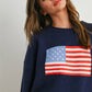Renae Graphic Knit Long Sleeve Top in Navy