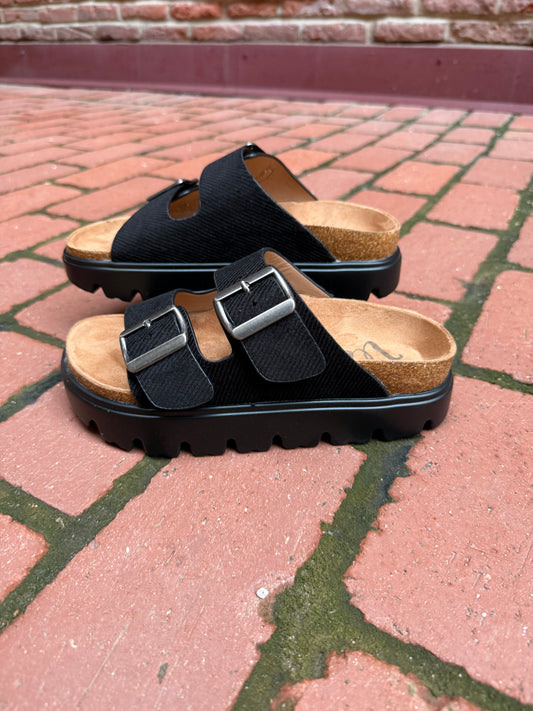 Jazmin Taupe Platform Sandals in Black