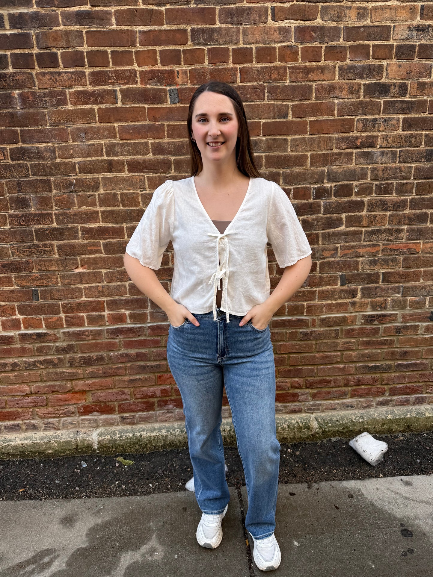 La Belle Linen Top in White