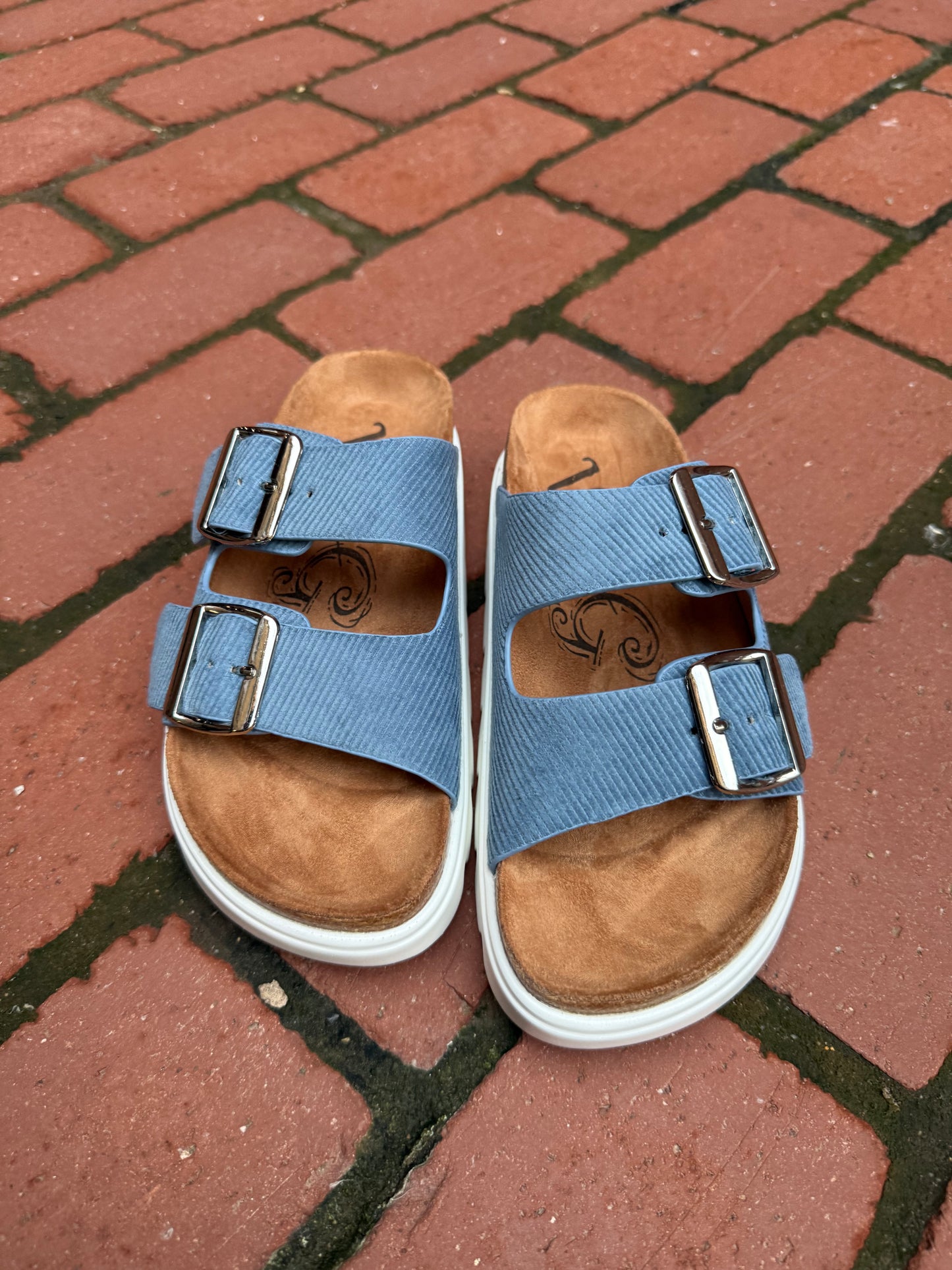 Jazmin Taupe Platform Sandals in Navy