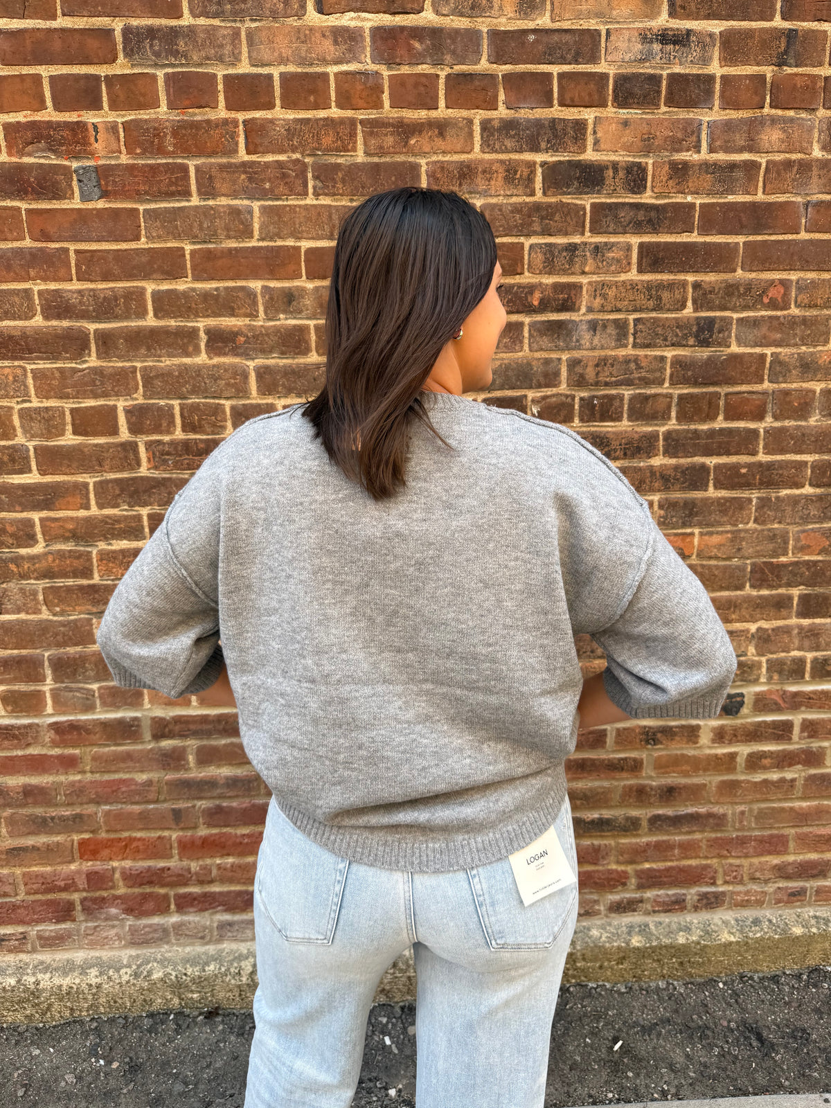 Lucy Raw Edge Grey Sweater