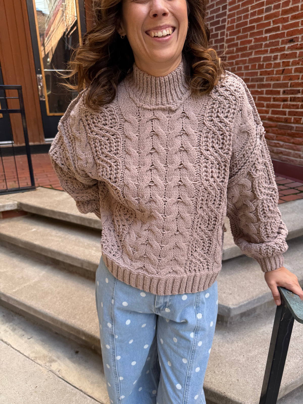 Kenzi Ash Mocha Cable Knit Sweater