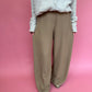 Elle Extra Wide Leg Pull-On Pants in Tan