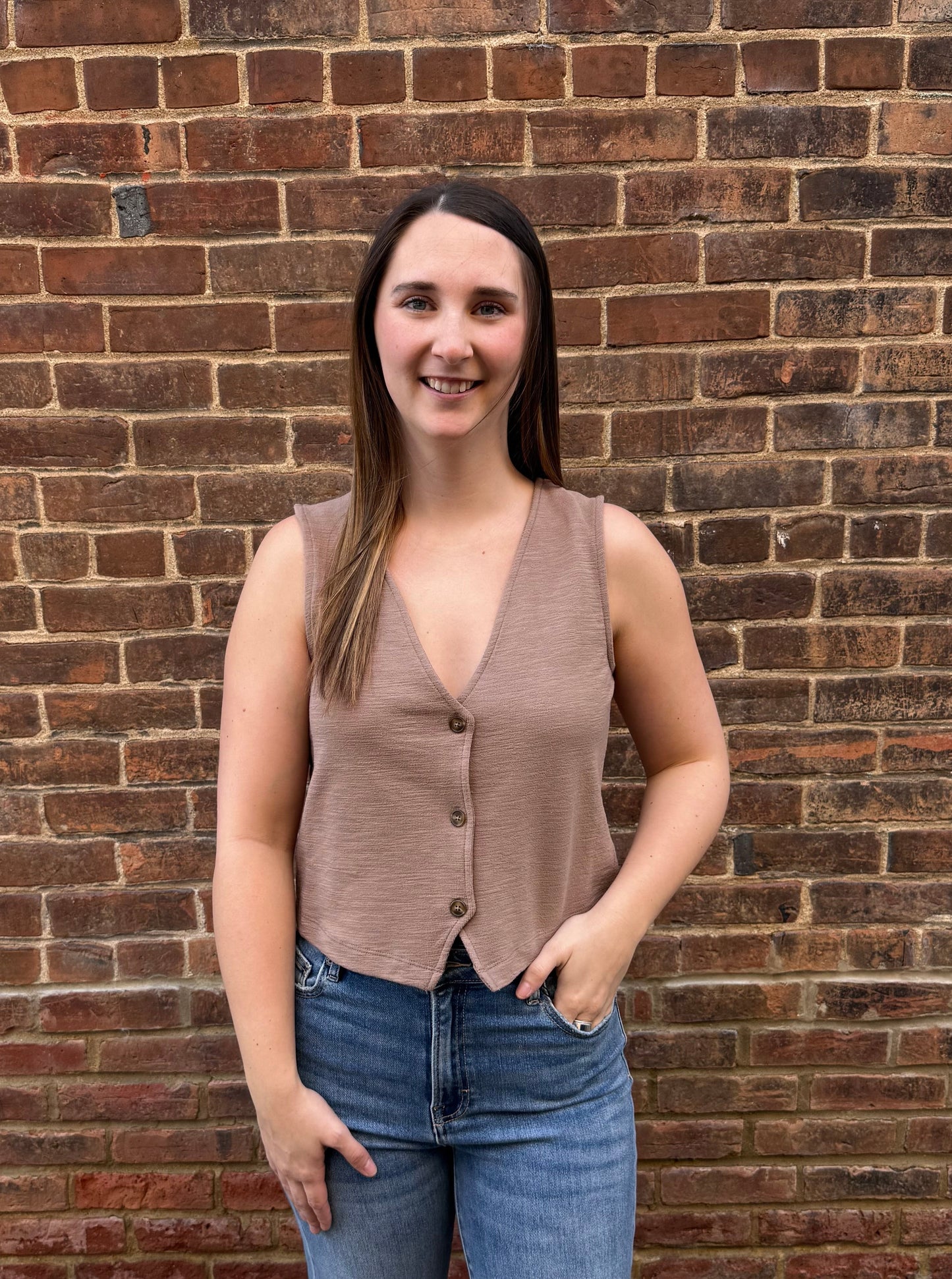 Noelle Textured Tank Top in Milk Shake