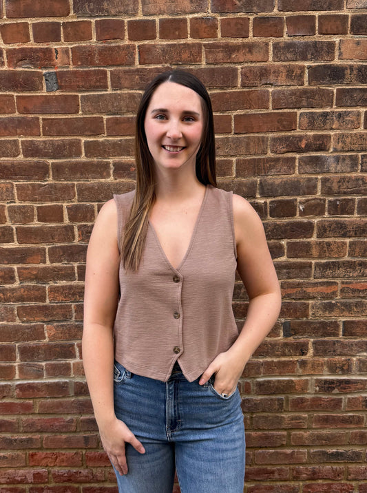 Noelle Textured Tank Top in Milk Shake