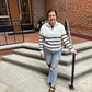Zoey Striped Half Zip Knit Sweater in White