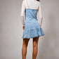 Ally Pearl Strap Stretch Denim Mini Denim Dress