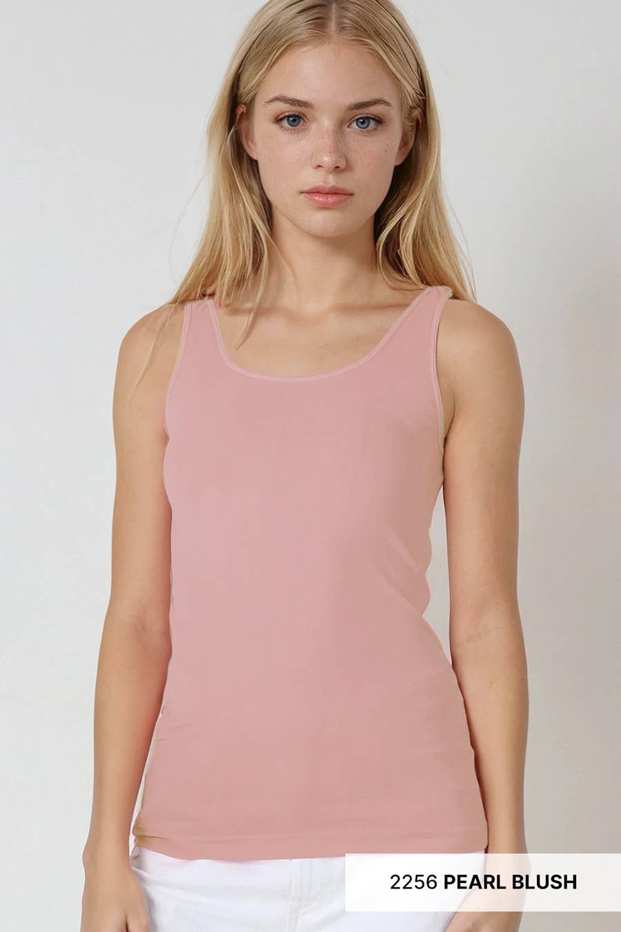 Zoey Plain Jersey Tank Top in White