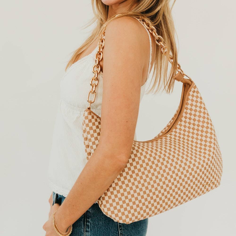 Sienna Slouchy Woven Shoulder Bag in Brown