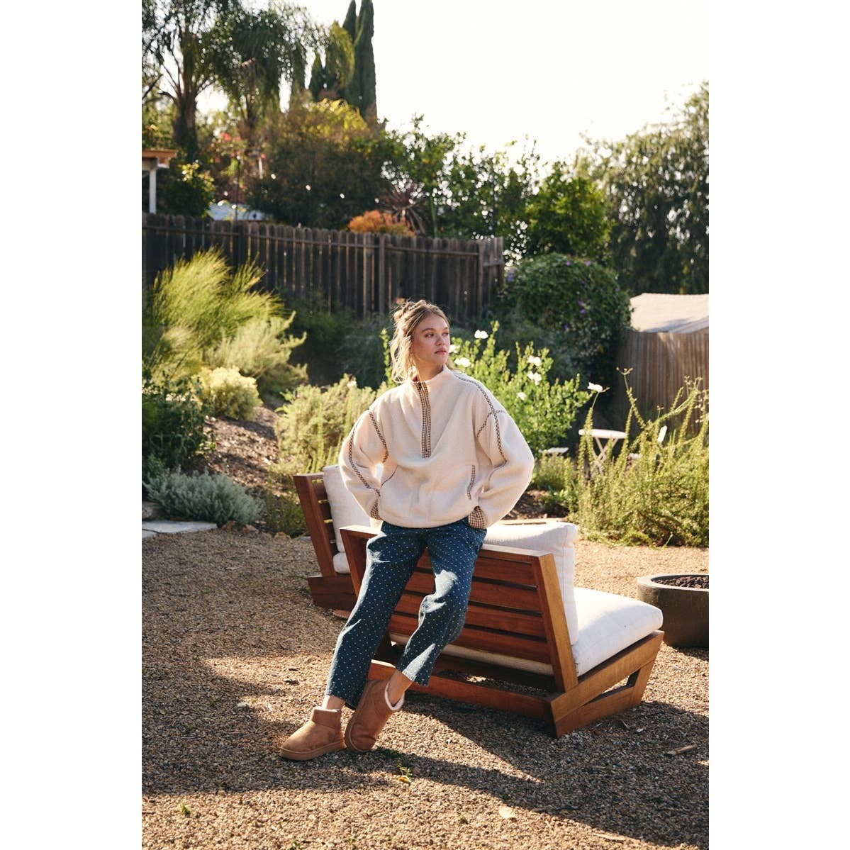Morgan Gingham Sherpa Half Zip Pull Over