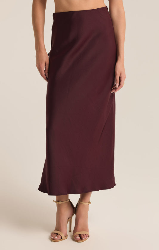 Europa Poly Sheen Skirt in Berry Wine