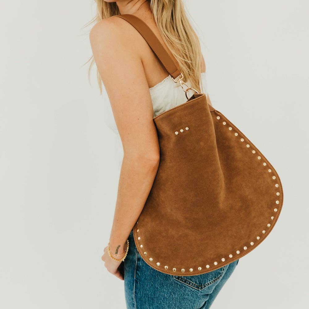 OG Rosalie Rivet Suede Hobo Bag in Black