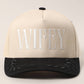 WIFEY Two-Tone Canvas Trucker Hat with Bay Leaf in Black