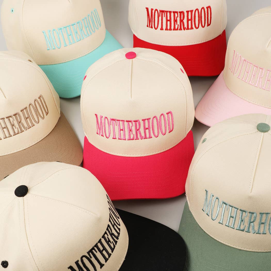 MOTHERHOOD Embroidered Two-Tone Trucker Hat in Light Pink