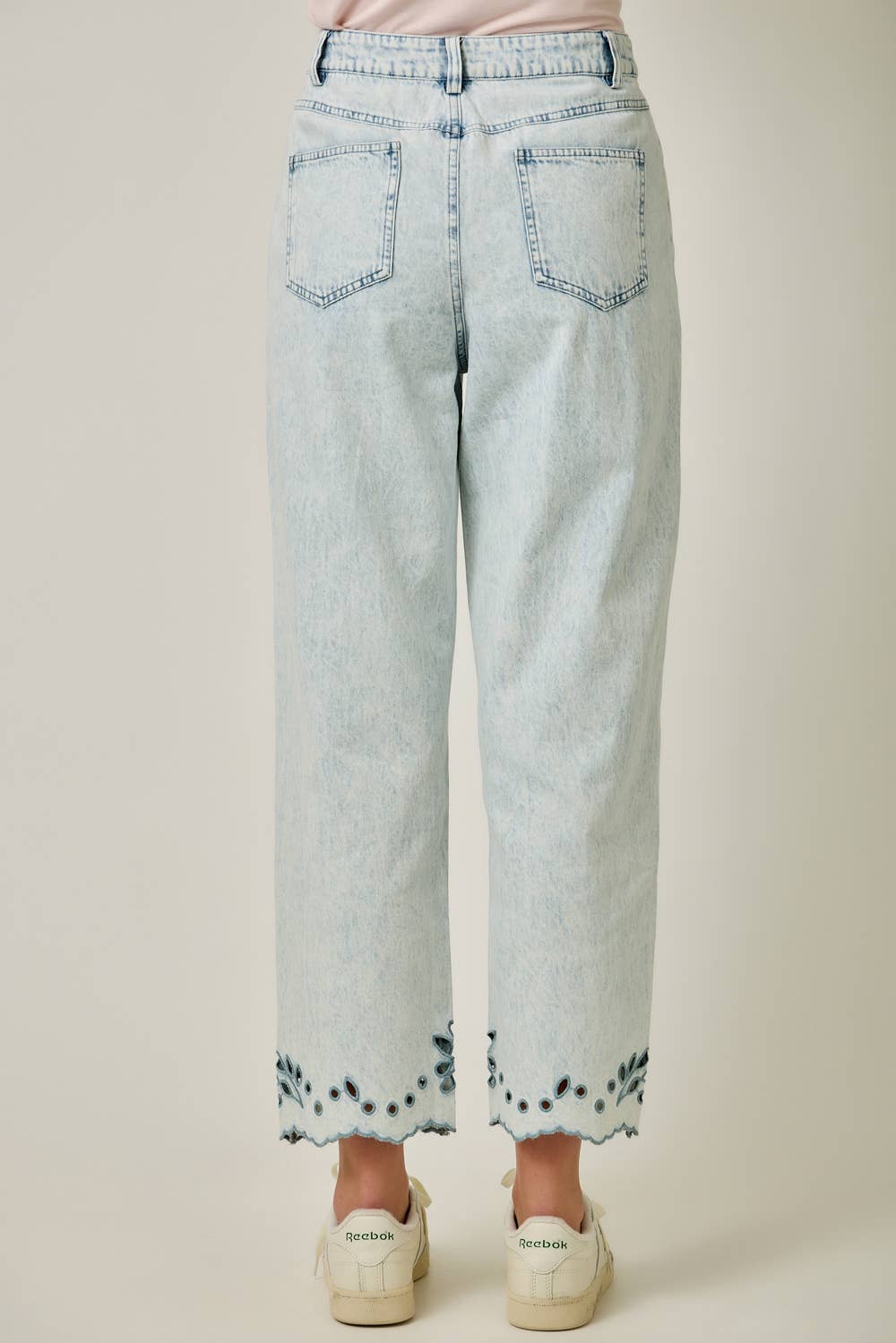 Cayla Embroidered Straight Leg Mom Jeans