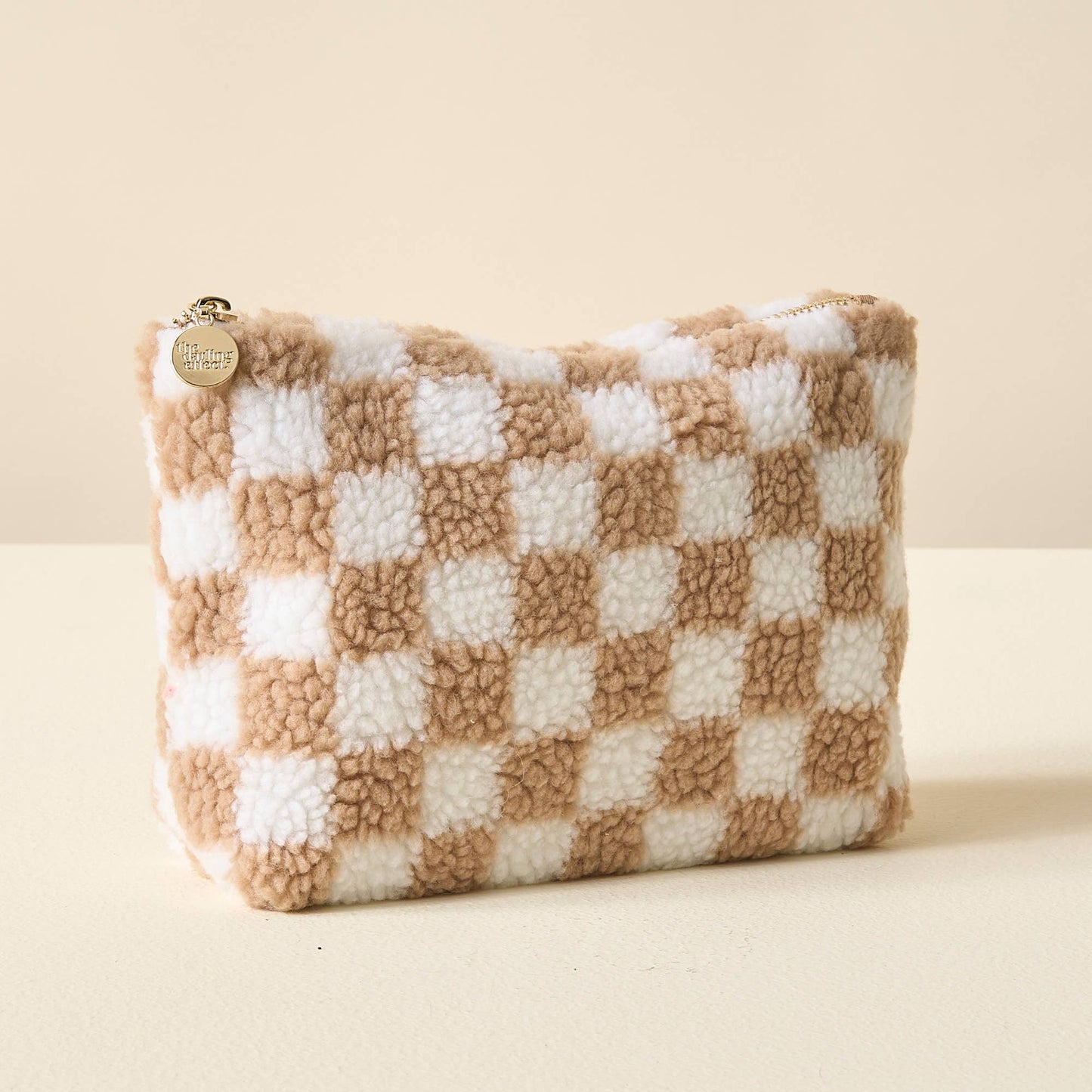 Teddy Pouch Large Check Tan
